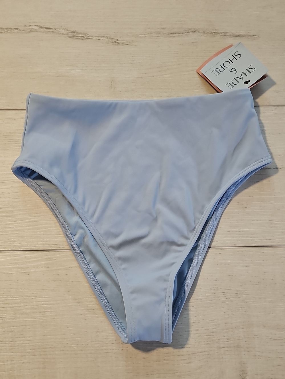 Shade & Shore Women's XS Pale Blue High-Waist Cheeky Bikini Bottoms